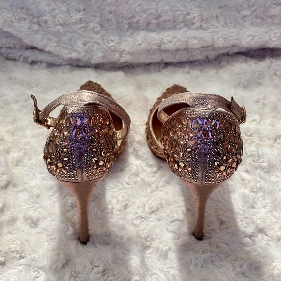 Lauren Lorraine Sparkling Rose Sling Back Pointy Toe Heels - Picture 6 of 13